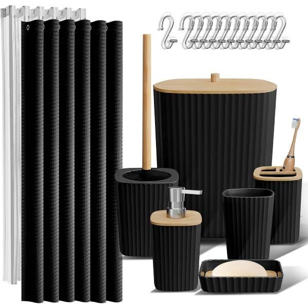 Clara Clark Black Bathroom Accessory Set