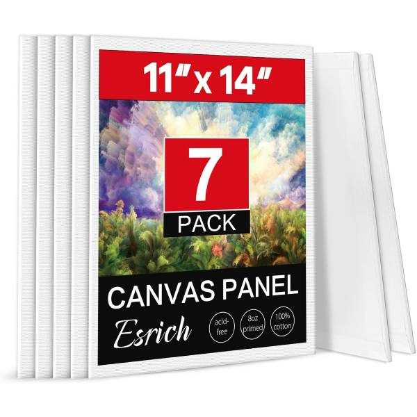 Canvas Panels for Painting, 11 x 14 in, 7 Pack